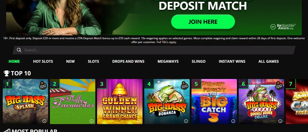 Browse top slots lobby